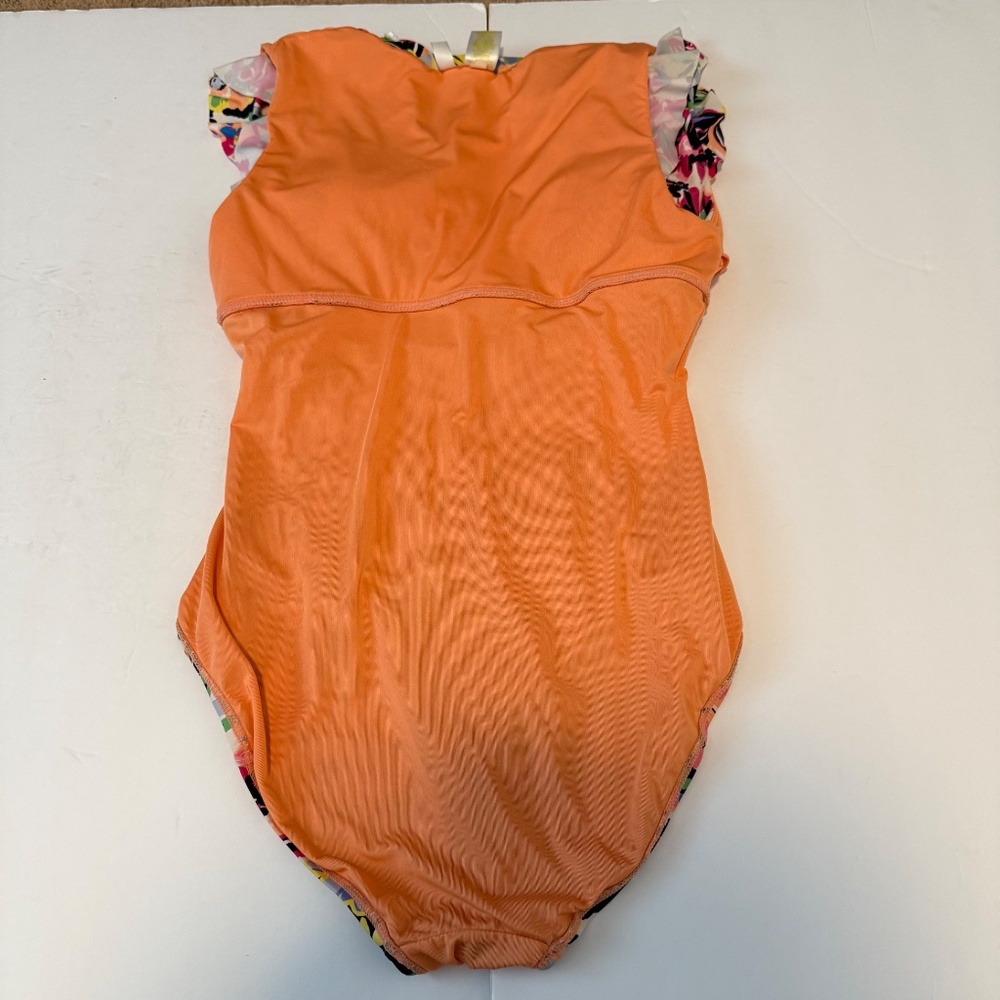 Anne Cole Sun Blossom Flutter Sleeve Zip Up One Piece Swimsuit Size 8 - Picture 10 of 14